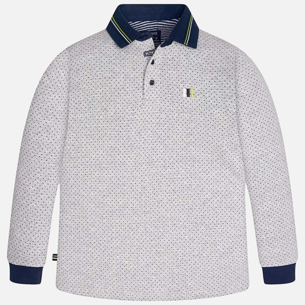 Mayoral Navy and White Polo with Subtle Pattern